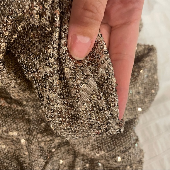 JS Collections long gold sequin gown evening dress size 10 - Picture 10 of 13